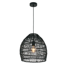 COUP Rattan Matte Black Ellipse Pendant Light COUP1