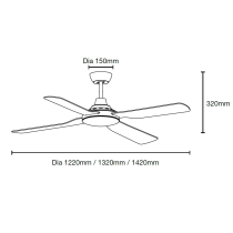 MDF144M Discovery II 1440mm 4 Blade ABS Ceiling Fan Only Matt Black