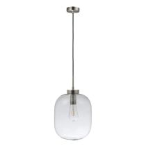 FLAUNT GLASS PENDANT 240V E27 SATIN CHROME CLEAR 22744