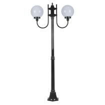 Lisbon Twin Head 25cm Sphere Curved Arm Medium Post Light Black - 15711	