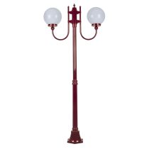 Lisbon Twin Head 25cm Sphere Curved Arm Medium Post Light Burgundy - 15712