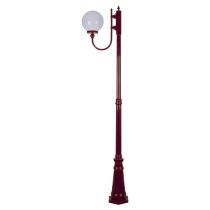 Lisbon 25cm Sphere Curved Arm Tall Post Light Burgundy - 15724	