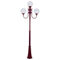 Lisbon Triple 25cm Spheres Curved Arms Tall Post Light Burgundy - 15748	