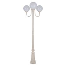 Lisbon Triple 25cm Spheres Curved Arms Tall Post Light Beige - 15758	