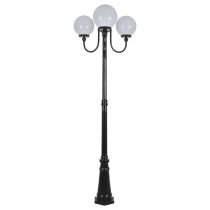 Lisbon Triple 25cm Spheres Curved Arms Tall Post Light Black - 15759	