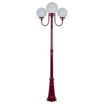 Lisbon Triple 25cm Spheres Curved Arms Tall Post Light Burgundy - 15760	