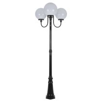 Lisbon Triple 30cm Spheres Curved Arms Tall Post Light Black - 15765