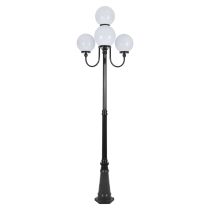 Lisbon Four 25cm Spheres Curved Arms Tall Post Light Black - 15771	