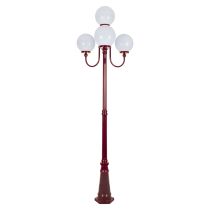 Lisbon Four 25cm Spheres Curved Arms Tall Post Light Burgundy - 15772