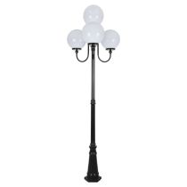 Lisbon Four 30cm Spheres Curved Arms Tall Post Light BLACK - 15777