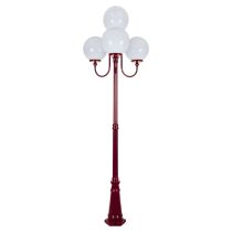 Lisbon Four 30cm Spheres Curved Arms Tall Post Light Burgundy - 15778