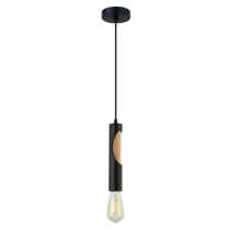 IDA Interior Iron & Blonde Wood Tube Pendant Lights IDA1