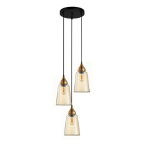 JEREZ Modern Ellipse Glass Flat Top 3 Pendant Lights Round JEREZ1X3R