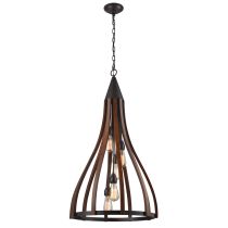 KHALEESI Oak Dark Red Wood 5 Light Large Pendant - KHALEESI3