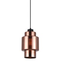  PENDANT ES 72W Copper coloured Glass with Silver internal Dble Cylinder  WTY LAMINA3 CLA Lighting 