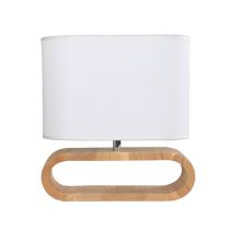 CLA LIGHTING TABLE LAMP ES 40W BLONDE WOOD/WH CLOTH SHADE 330mm x 300mm LOTUS1