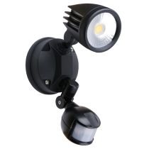 Fortress II 15W LED Single Exterior Security Light With PIR Sensor Matt Black / Tri-Colour - MLXF3451MS