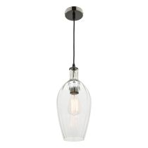 Mercator Lighting Belmont 1Lt E27 Max 25W Pendant Clear Glass shade with Black Chrome metalware MG2331CLR