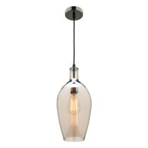 Mercator Lighting Belmont 1Lt E27 Max 25W Pendant Cognac Glass shade with Black Chrome metalware MG2331COG