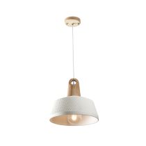 Morrissey 1Light Pendent Large E27 60W Oak/White Creamic (MG6031L) Mercator Lighting