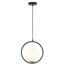 MERCATOR Edith Opal Ball Pendant with Circular Metal Frame - Black - E14 MPL506BLK