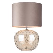 MERCATOR SelenaDimpled Glass Table Lamp - Amber Glass with Blush Shade - B22 MTBL004AMB