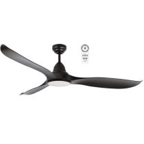 Wave 1520mm 3 ABS Blade DC Remote Control Ceiling Fan with 18w Tricolour LED Light Matt Black - MWF1633MMR