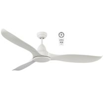 Wave 1520mm 3 ABS Blade DC Remote Control Ceiling Fan with 18w Tricolour LED Light White Satin - MWF1633WSR