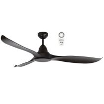 Wave 1520mm 3 ABS Blade DC Remote Control Ceiling Fan Only Matt Black - MWF163MMR