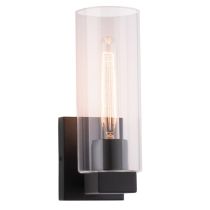 MERCATOR WaverlyWall Lamp with Clear Glass Shade - Matt Black - E27 MWL003BLK