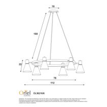 NORBERT 6 LIGHT ROUND PEND. BK/SATIN BRASS OL56216/6SB