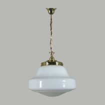 Chain Saw Tooth & Cloth Cord 1 Light Suspension - Lincoln Schoolhouse - Polished Brass