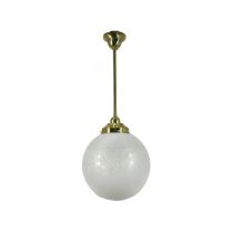 Standard 1/2" 1 Light Rod Set Pendant - 10" Sheffield Sphere - Polished Brass