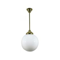 Standard 1/2" Rod Set Pendant - 10" Opal Sphere / Polished Brass