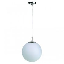 Small Round Globe Pendant Chrome, White 100W QH200 Superlux