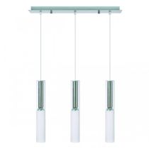 Modern 3 Drop Glass Pendant Satin Chrome, White 35W QH2123-3 Superlux