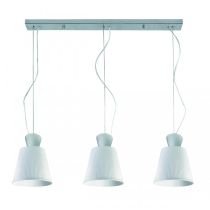 3 Light Ribbed Glass Pendant White, Chrome 40W QH2149-3S Superlux