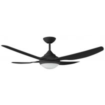 ROYALE II - 52"/1320mm ABS 4 Blade Ceiling Fan with 18w LED Light - Black - Indoor/Covered Outdoor - ROY1304BL-L