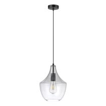 SAIL GLASS PENDANT 240V E27 GLASS BLK/CLEAR 22753