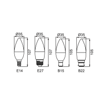 SupValue Candle E27 Globe- 122151C