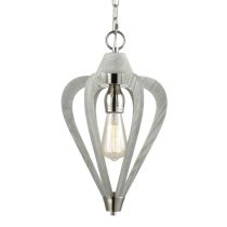 PENDANT ES 60W Polished Nickel & Winter Moss Wood SENORITA4 Cla Lighting