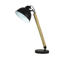 STEAM TABLE LAMP Black Mid-century Task Lamp Timber and Metal - SL98788BK