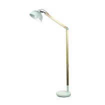 STEAM FLOOR LAMP White Mid-century Task Lamp Timber and Metal - SL98789WH