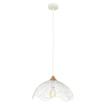 PENDENT ES 60W WHT IRON + WOOD SPIAGGIA2 Cla Lighting