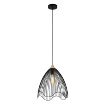  PENDENT ES 60W BLK IRON + WOOD  SPIAGGIA3 Cla Lighting