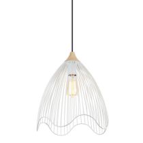 PENDENT ES 60W WHT IRON + WOOD SPIAGGIA4 Cla Lighting