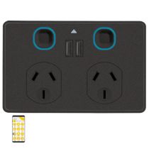 Ikuü Smart Zigbee Double Power Point With USB Dual A -SPPUSB02GMBK