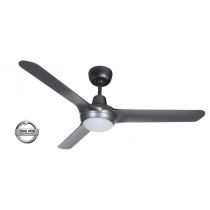 SPYDA - 50"/1250mm Fully Moulded PC Composite 3 Blade Ceiling Fan in Titanium with  Tri Colour Step Dimmable LED Light NW,WW,CW - Indoor/Outdoor/Coastal - SPY1253TI-L