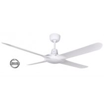 SPYDA - 50"/1250mm Fully Moulded PC Composite 4 Blade Ceiling Fan in Satin White - Indoor/Outdoor/Coastal (not light adaptable)  - SPY1254WH