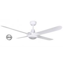 SPYDA - 56"/1400mm Fully Moulded PC Composite 4 Blade Ceiling Fan in Satin White with Tri Colour Step Dimmable LED Light NW,WW,CW - Indoor/Outdoor/Coastal - SPY1424WH-L